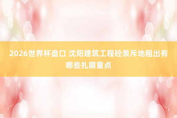 2026世界杯盘口 沈阳建筑工程砼泵斥地租出有哪些扎眼重点
