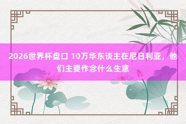 2026世界杯盘口 10万华东谈主在尼日利亚,他们主要作念什么生意