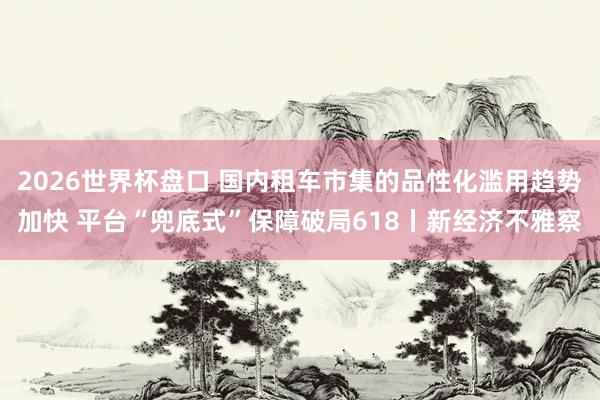 2026世界杯盘口 国内租车市集的品性化滥用趋势加快 平台“兜底式”保障破局618丨新经济不雅察