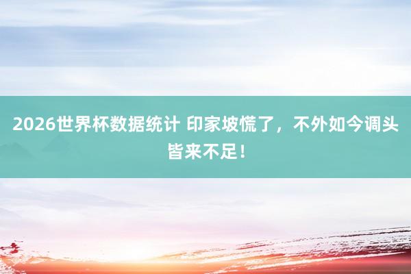 2026世界杯数据统计 印家坡慌了,不外如今调头皆来不足!