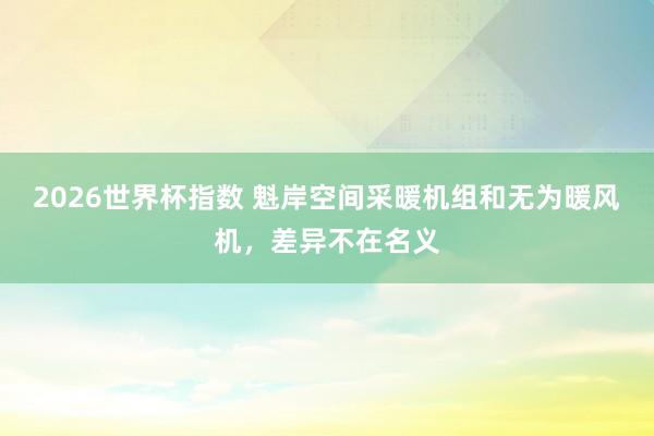 2026世界杯指数 魁岸空间采暖机组和无为暖风机,差异不在名义