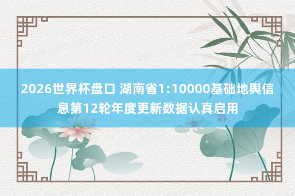 2026世界杯盘口 湖南省1:10000基础地舆信息第12轮年度更新数据认真启用