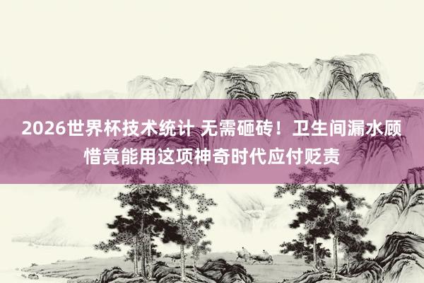 2026世界杯技术统计 无需砸砖!卫生间漏水顾惜竟能用这项神奇时代应付贬责