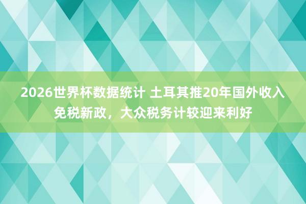 2026世界杯数据统计 土耳其推20年国外收入免税新政,大众税务计较迎来利好