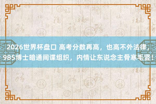 2026世界杯盘口 高考分数再高,也高不外法律,985博士暗通间谍组织,内情让东说念主骨寒毛竖!