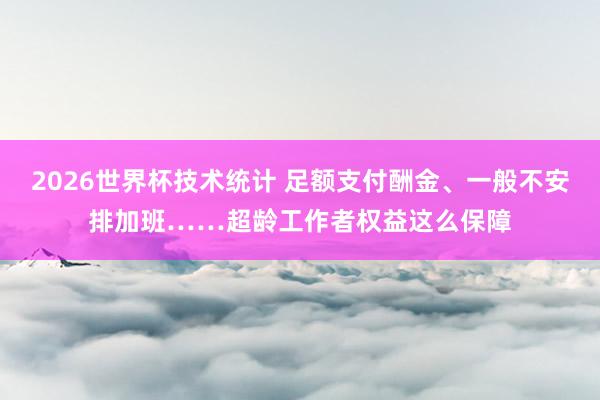 2026世界杯技术统计 足额支付酬金、一般不安排加班……超龄工作者权益这么保障