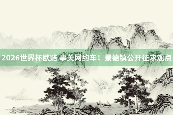 2026世界杯欧赔 事关网约车!景德镇公开征求观点