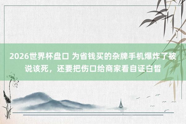 2026世界杯盘口 为省钱买的杂牌手机爆炸了被说该死,还要把伤口给商家看自证白皙