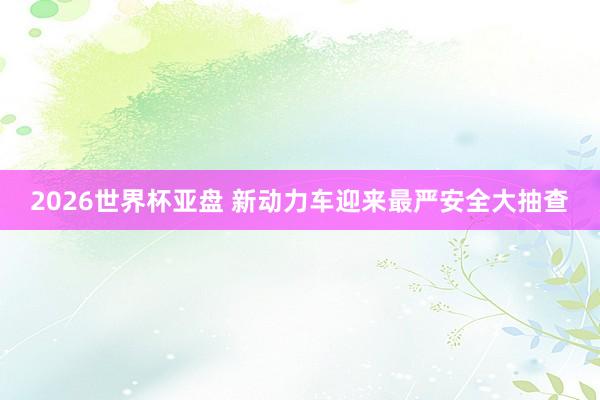 2026世界杯亚盘 新动力车迎来最严安全大抽查