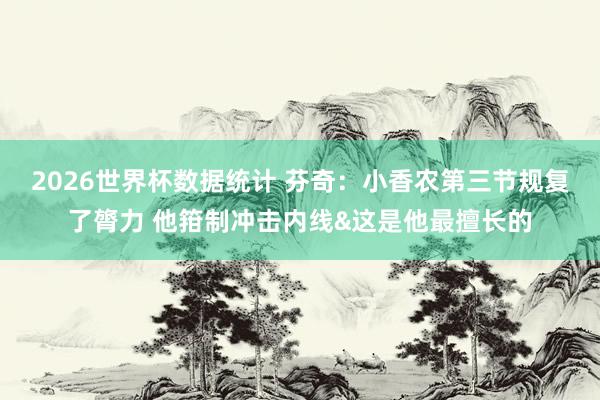 2026世界杯数据统计 芬奇:小香农第三节规复了膂力 他箝制冲击内线&这是他最擅长的