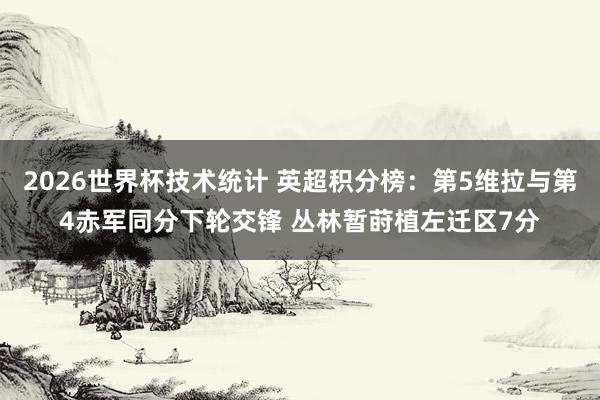 2026世界杯技术统计 英超积分榜：第5维拉与第4赤军同分下轮交锋 丛林暂莳植左迁区7分