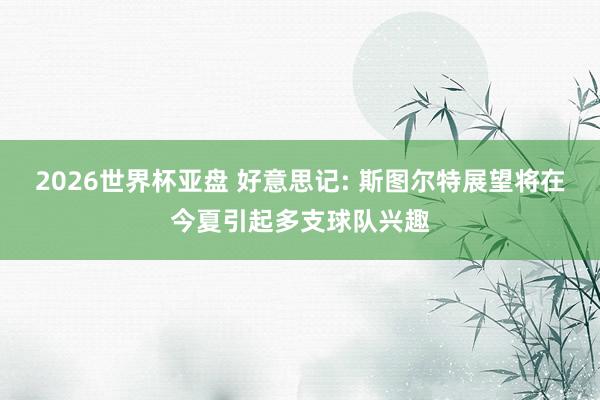 2026世界杯亚盘 好意思记: 斯图尔特展望将在今夏引起多支球队兴趣