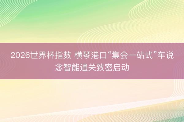 2026世界杯指数 横琴港口“集会一站式”车说念智能通关致密启动