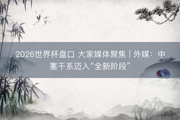 2026世界杯盘口 大家媒体聚焦 | 外媒:中塞干系迈入“全新阶段”