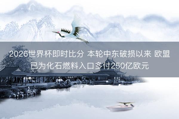2026世界杯即时比分 本轮中东破损以来 欧盟已为化石燃料入口多付250亿欧元