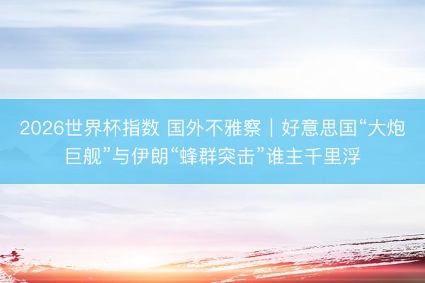 2026世界杯指数 国外不雅察|好意思国“大炮巨舰”与伊朗“蜂群突击”谁主千里浮