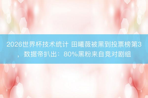 2026世界杯技术统计 田曦薇被黑到投票榜第3,数据帝扒出:80%黑粉来自竞对剧组