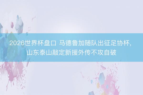2026世界杯盘口 马德鲁加随队出征足协杯, 山东泰山敲定新援外传不攻自破